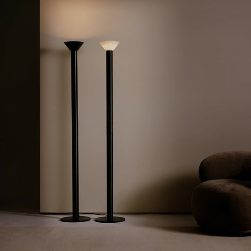 Lampadaire moderne Clyde en Albâtre Noir