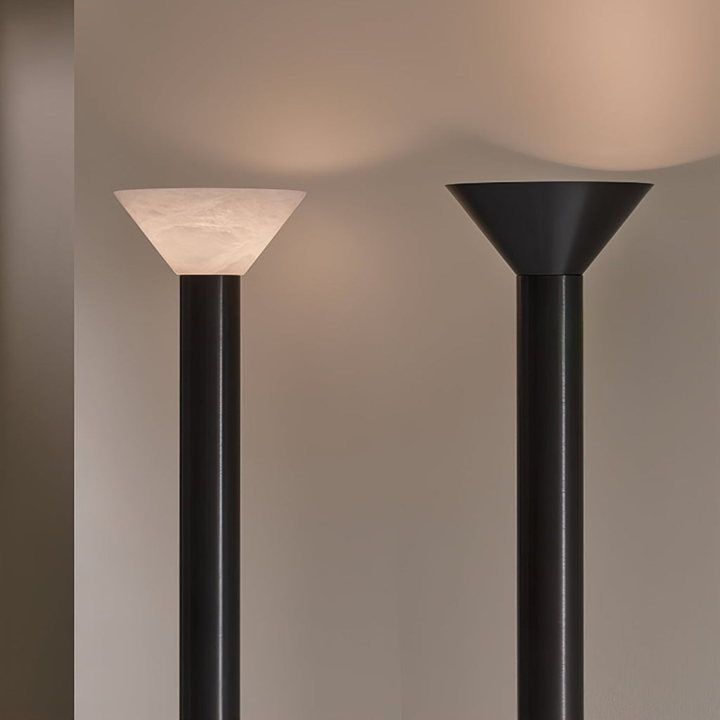 Lampadaire moderne Clyde en Albâtre Chrome