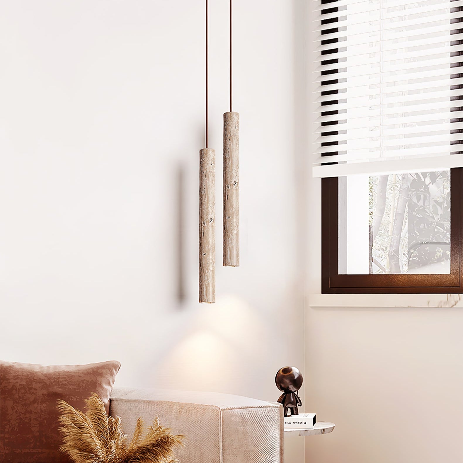 Suspension moderne Assar en Travertin jaune