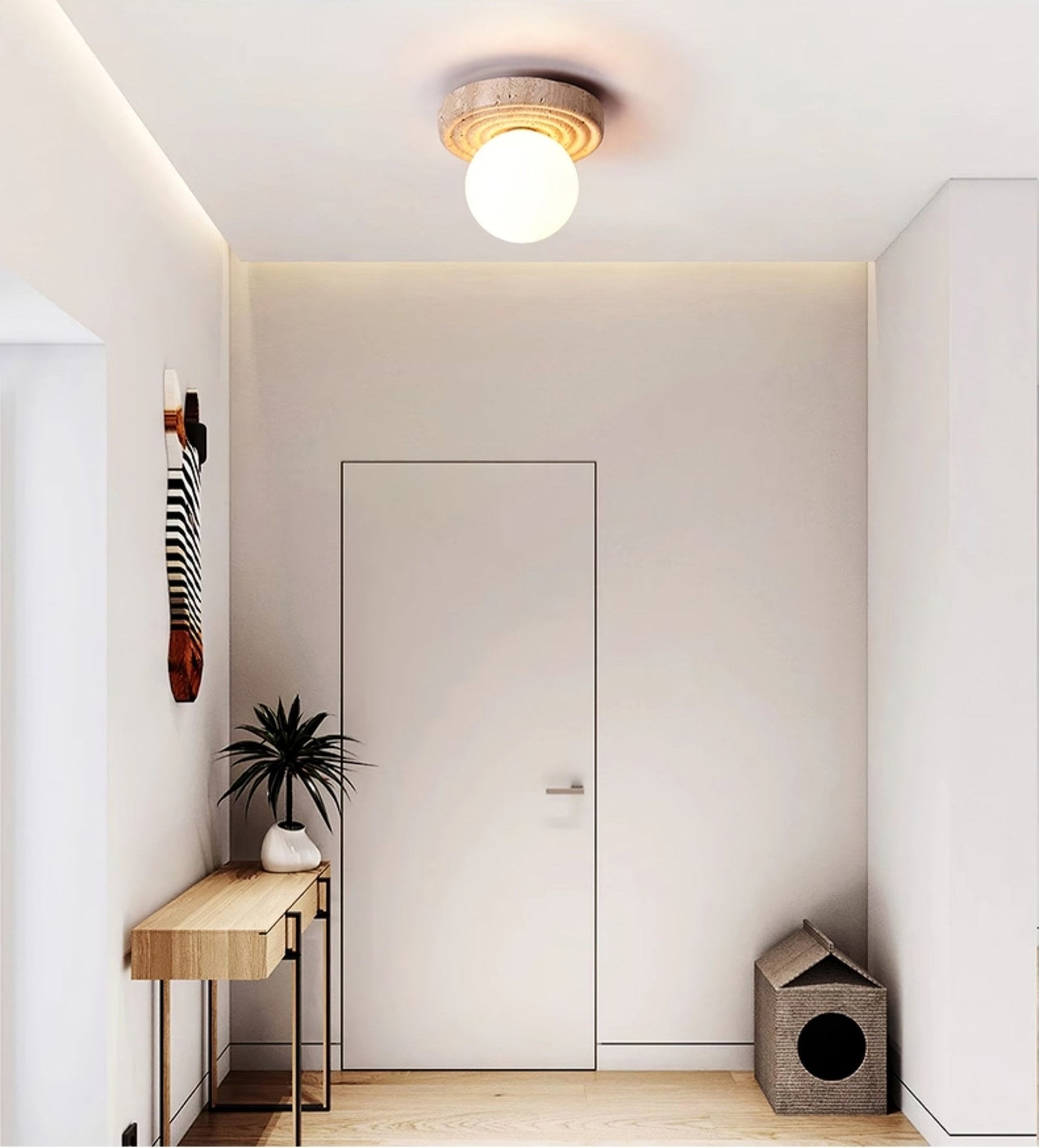 Plafonnier moderne Scofield en Travertin jaune et blanc