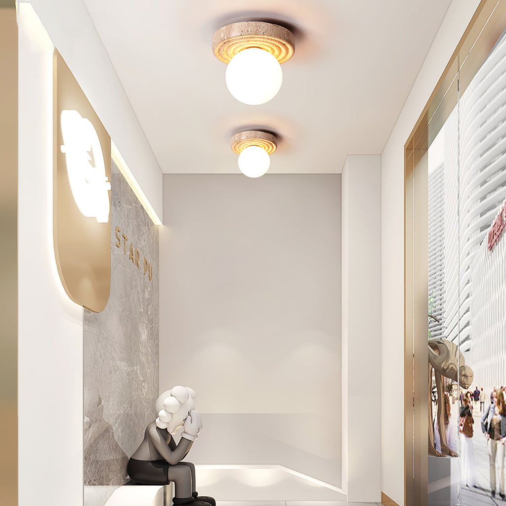 Plafonnier moderne Scofield en Travertin jaune et blanc