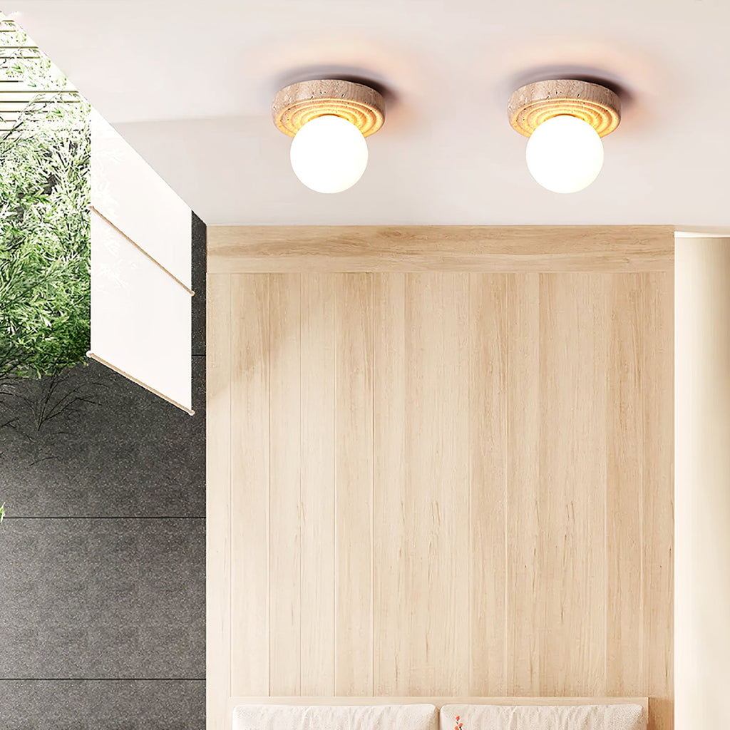 Plafonnier moderne Scofield en Travertin jaune et blanc