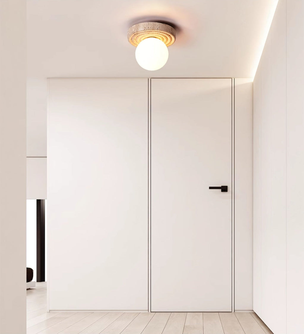 Plafonnier moderne Scofield en Travertin jaune et blanc