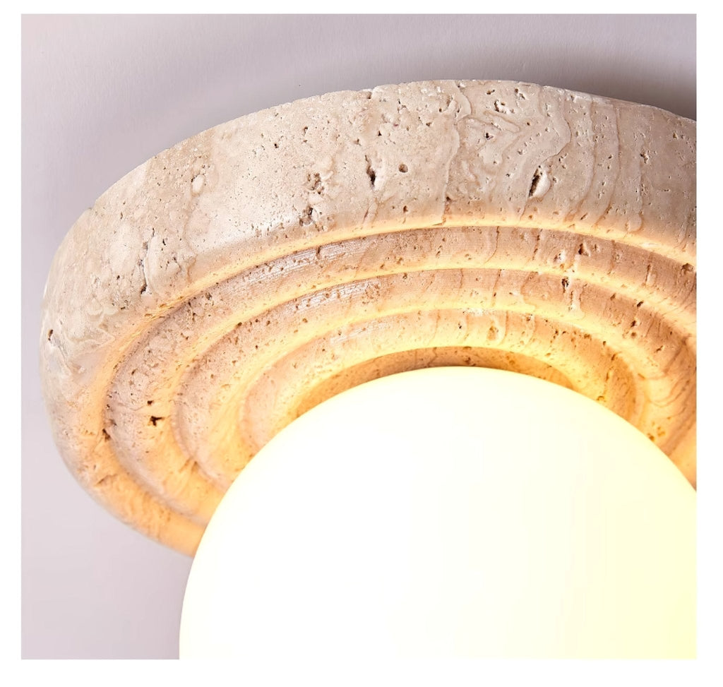 Plafonnier moderne Scofield en Travertin jaune et blanc