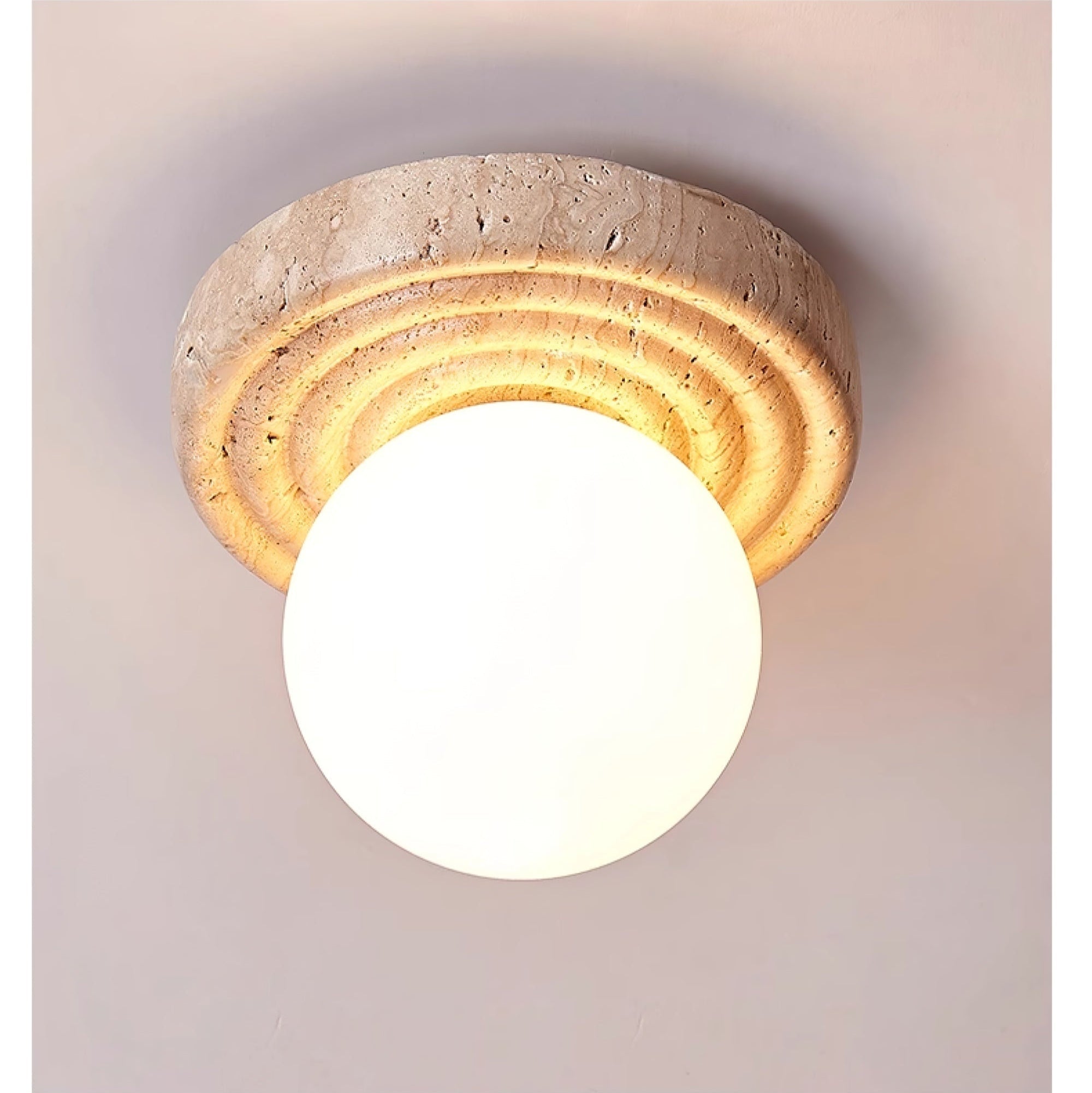 Plafonnier moderne Scofield en Travertin jaune et blanc