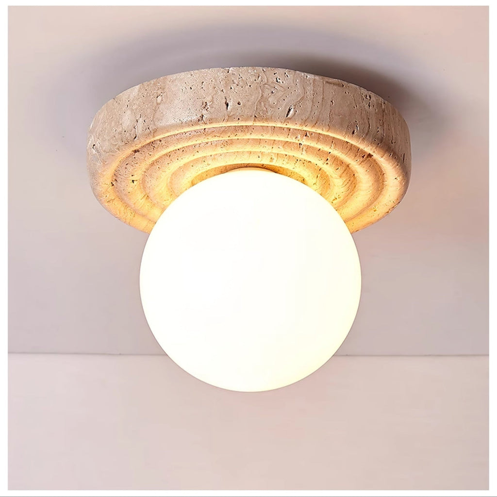 Plafonnier moderne Scofield en Travertin jaune et blanc