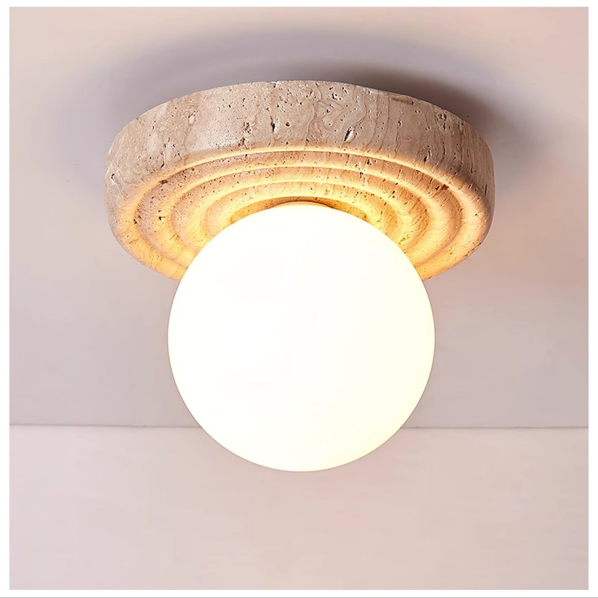 Plafonnier moderne Scofield en Travertin jaune et blanc