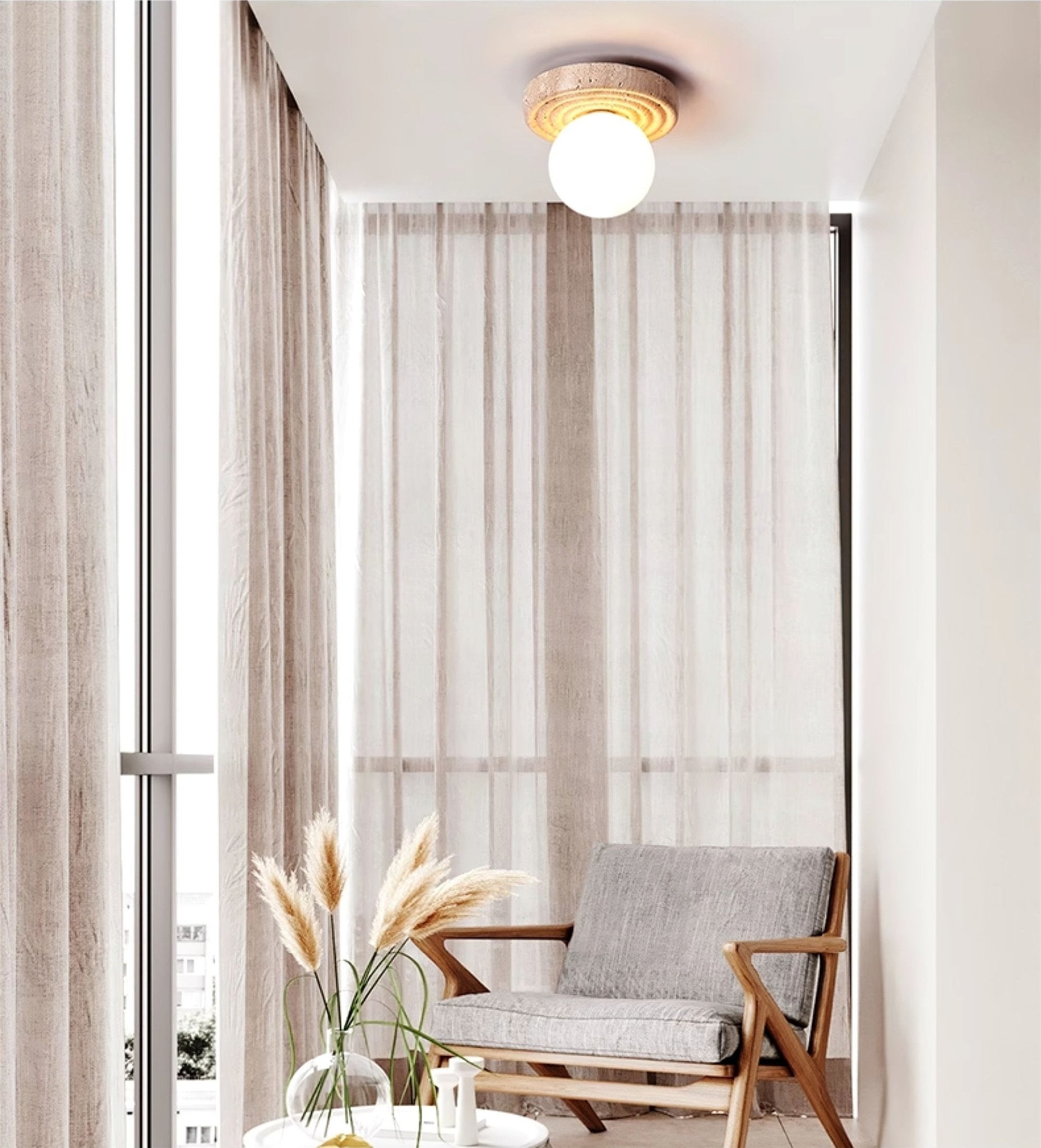Plafonnier moderne Scofield en Travertin jaune et blanc