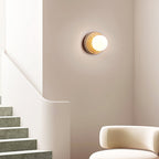 Applique murale moderne Gjermund en Travertin jaune et blanc