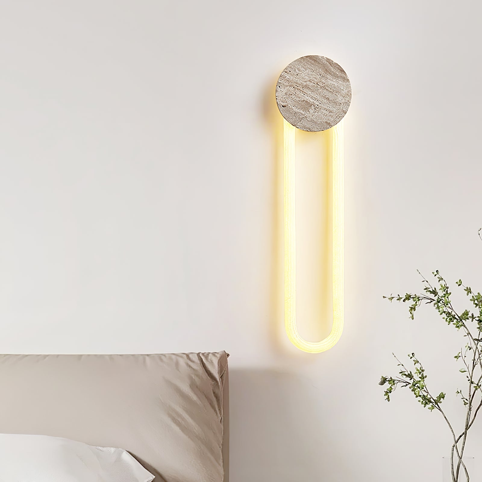 Applique murale moderne Ryen en Travertin jaune et blanc
