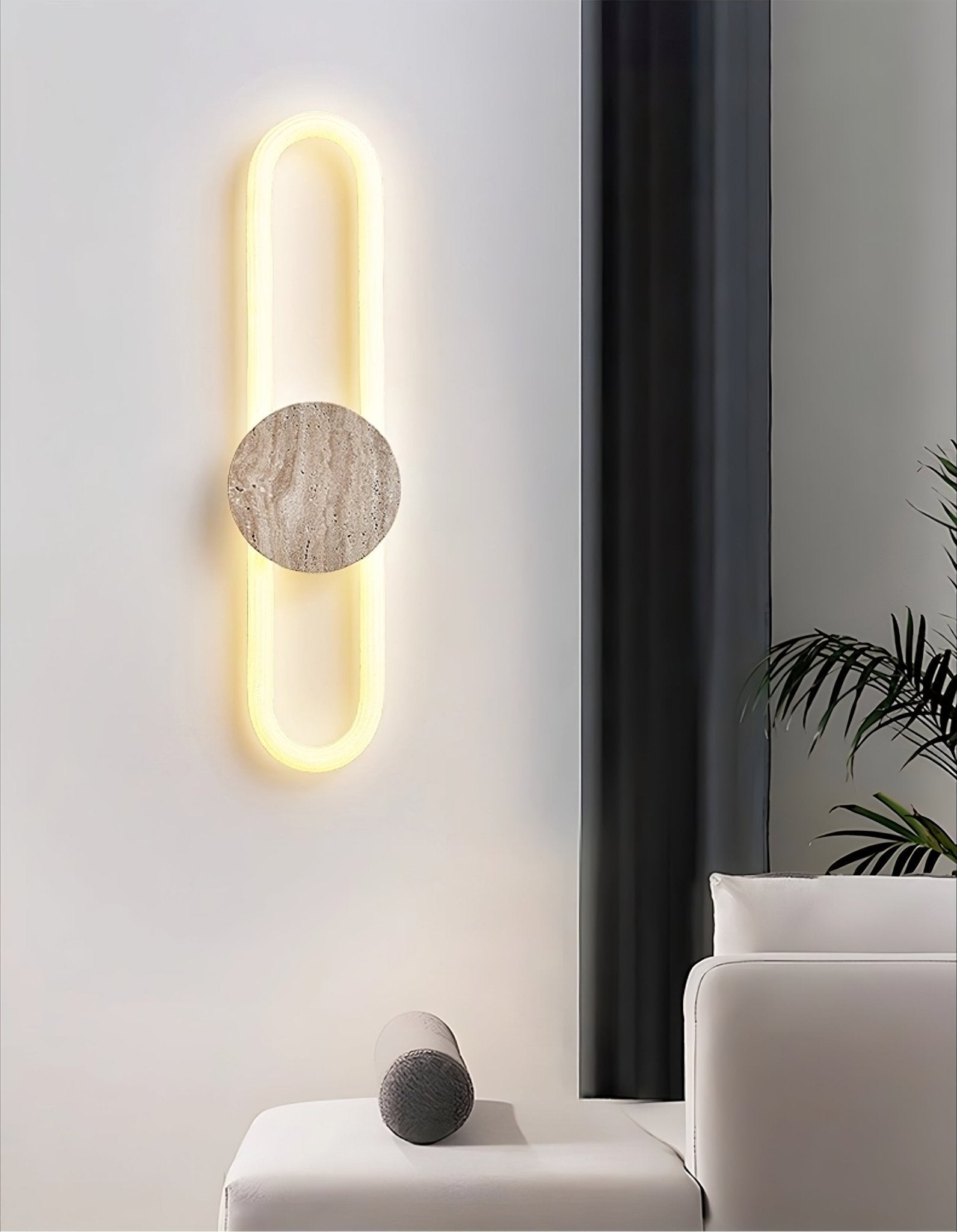 Applique murale moderne Ryen en Travertin jaune et blanc