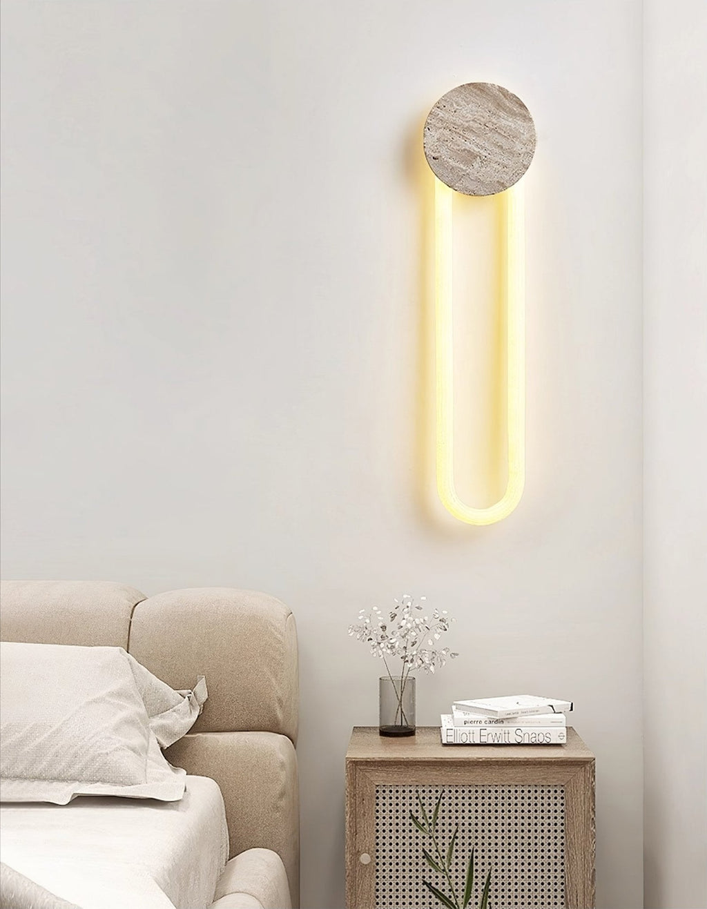 Applique murale moderne Ryen en Travertin jaune et blanc