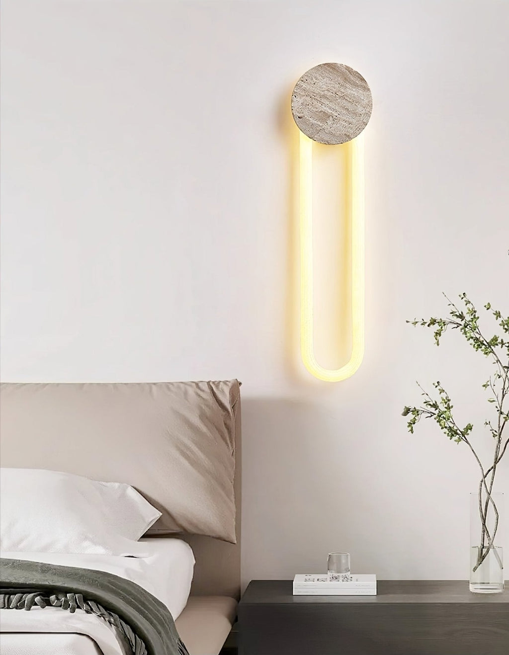 Applique murale moderne Ryen en Travertin jaune et blanc