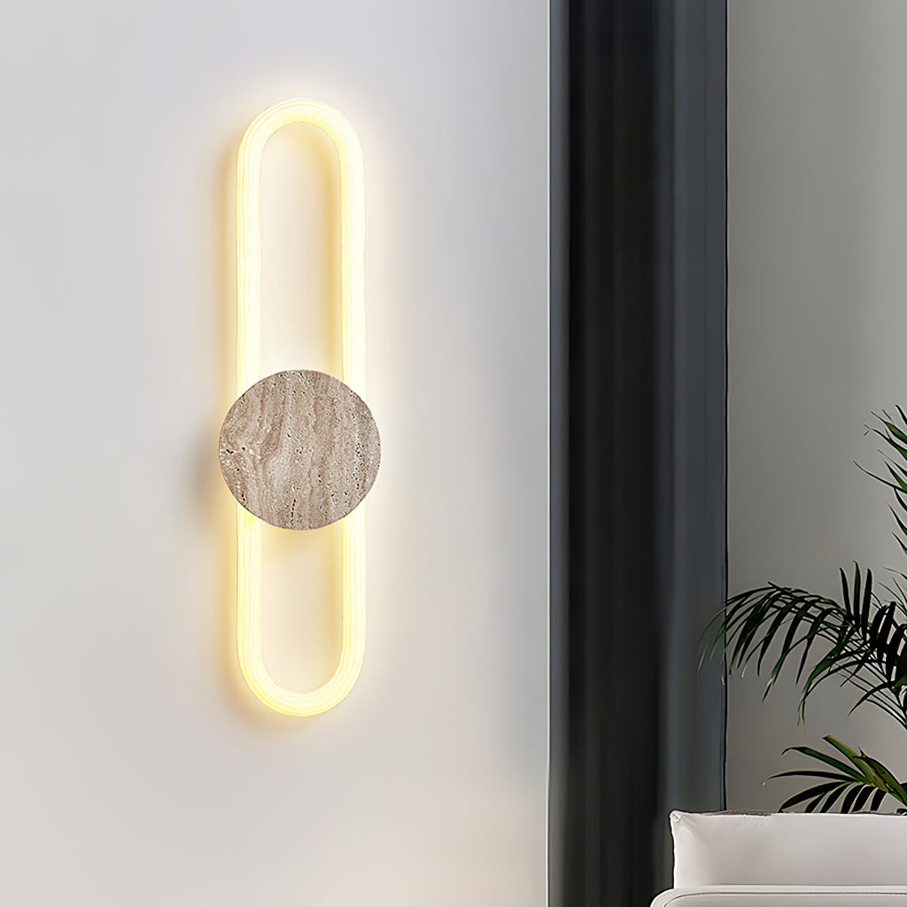 Applique murale moderne Ryen en Travertin jaune et blanc