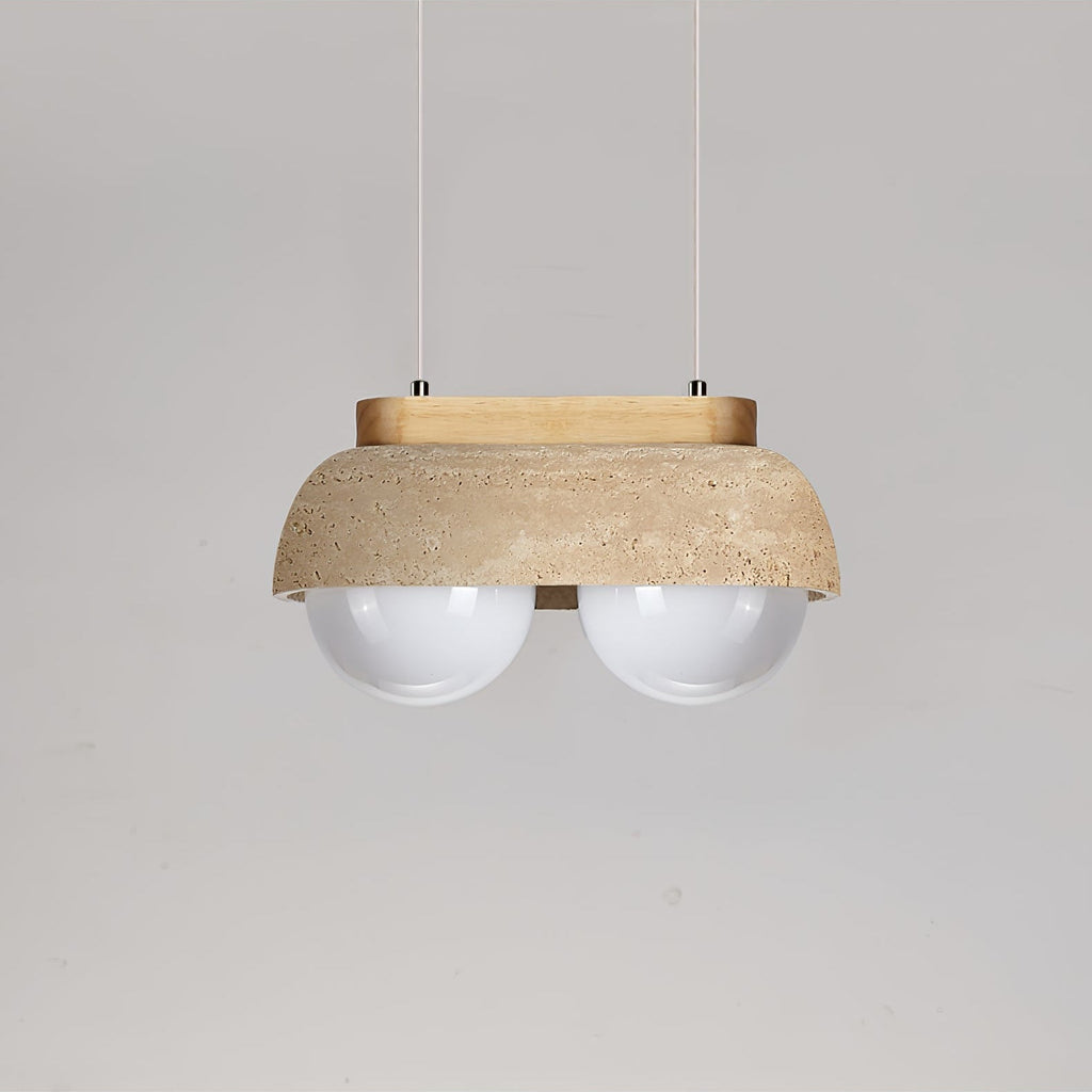 Suspension moderne Holte en Bois et travertin jaune