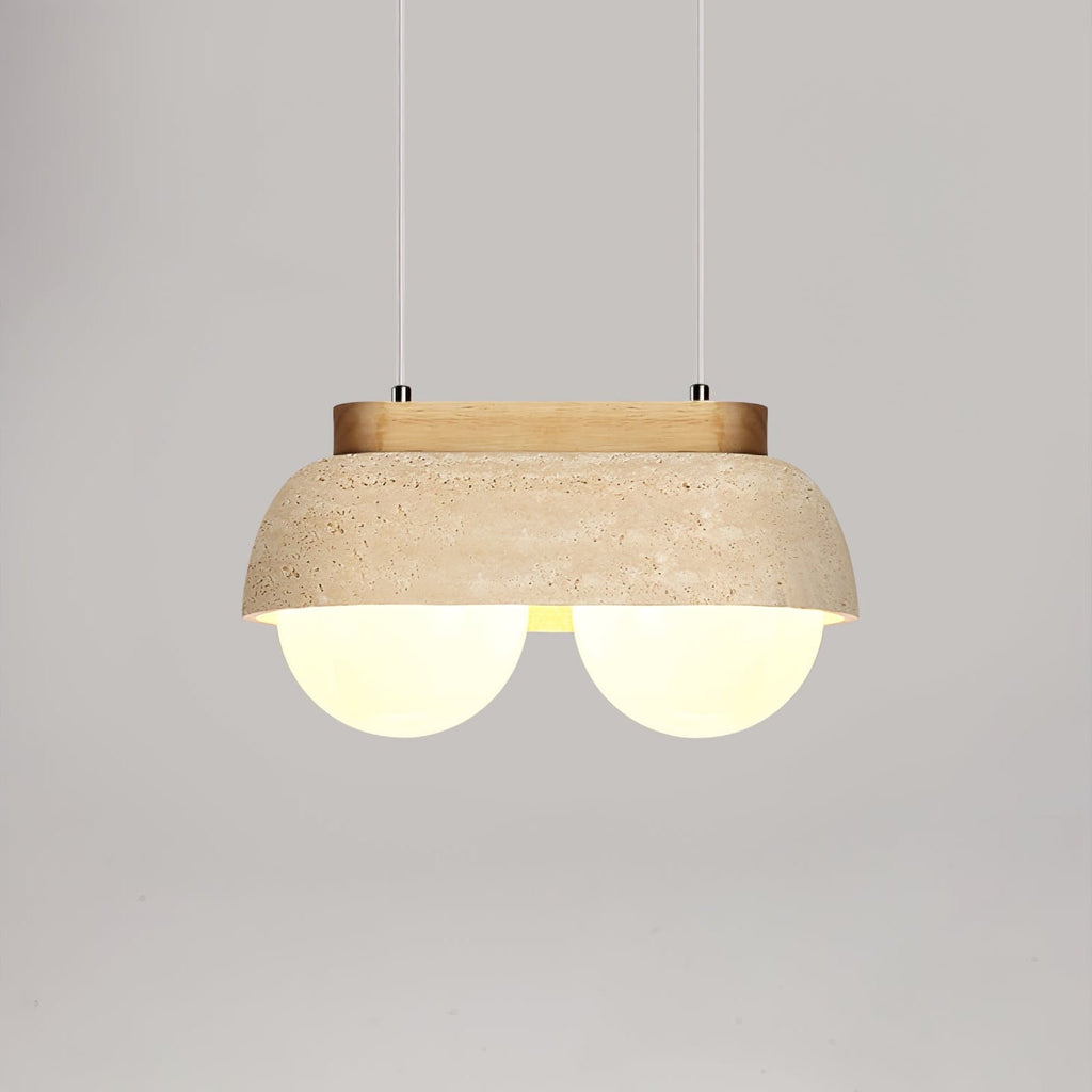 Suspension moderne Holte en Bois et travertin jaune