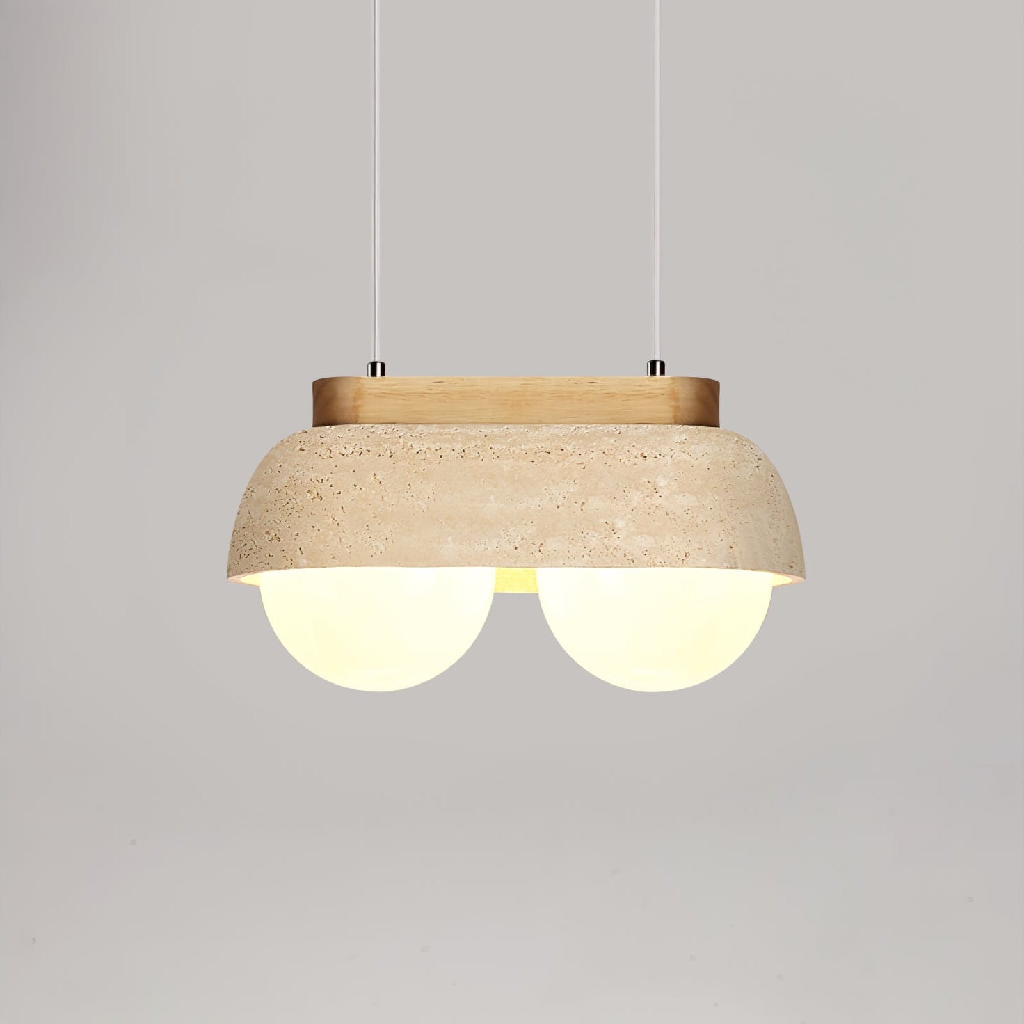 Suspension moderne Holte en Bois et travertin jaune