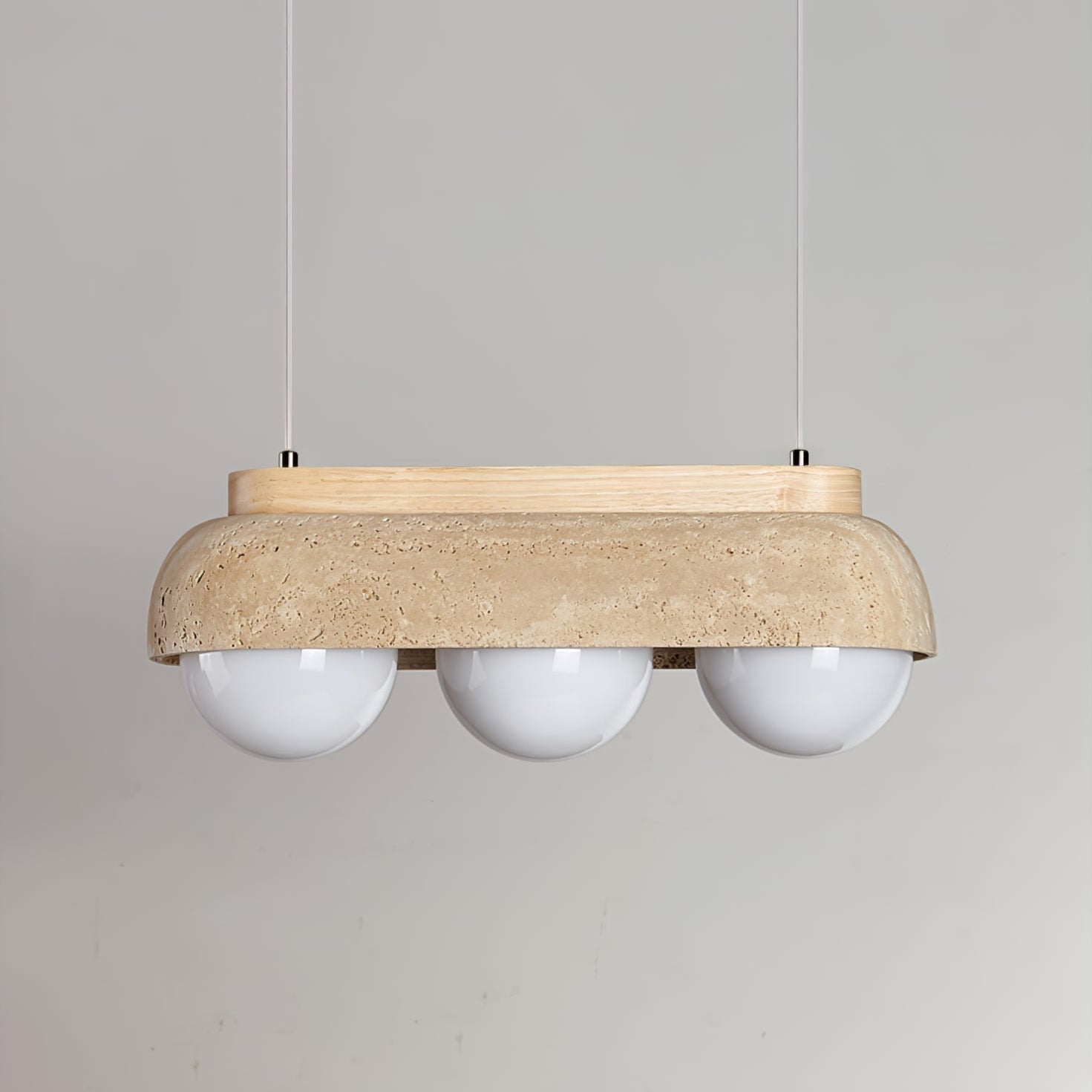 Suspension moderne Holte en Bois et travertin jaune