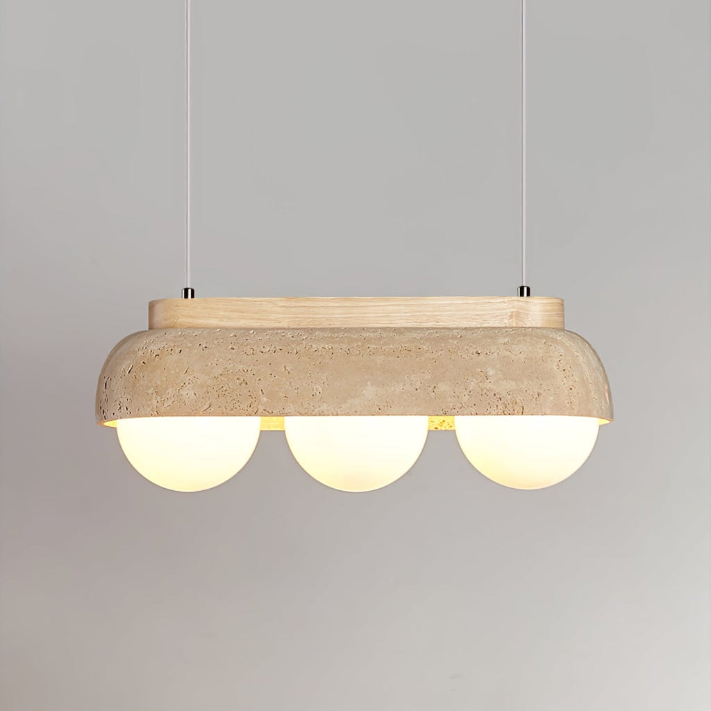 Suspension moderne Holte en Bois et travertin jaune