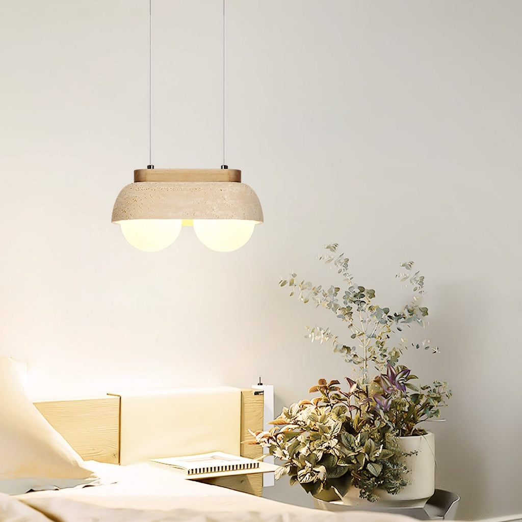 Suspension moderne Holte en Bois et travertin jaune