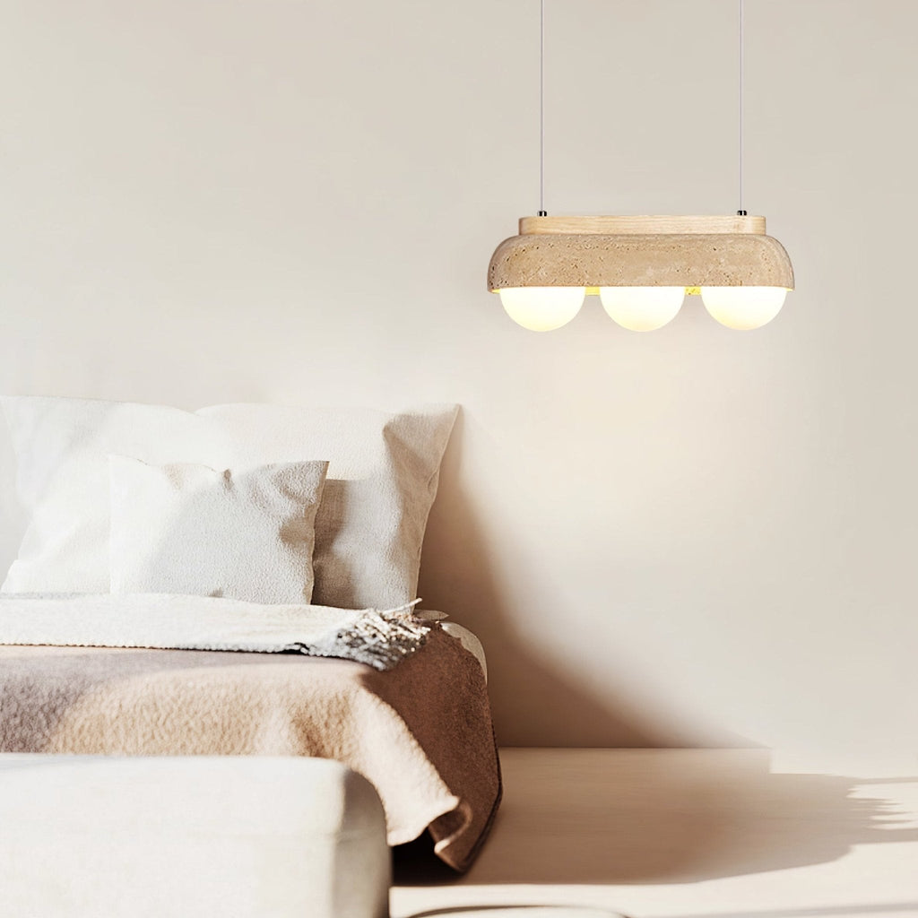 Suspension moderne Holte en Bois et travertin jaune