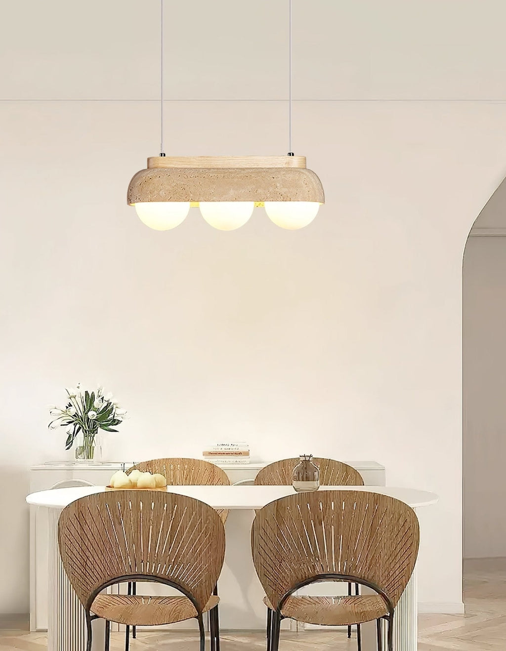 Suspension moderne Holte en Bois et travertin jaune