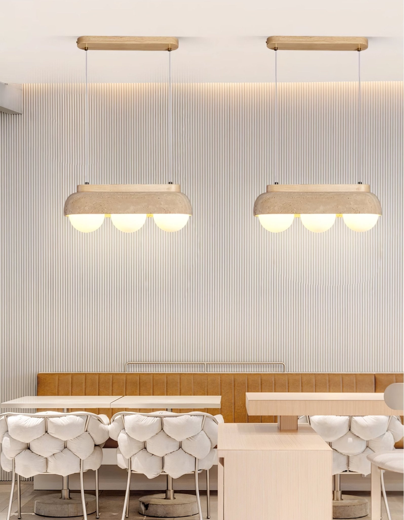 Suspension moderne Holte en Bois et travertin jaune