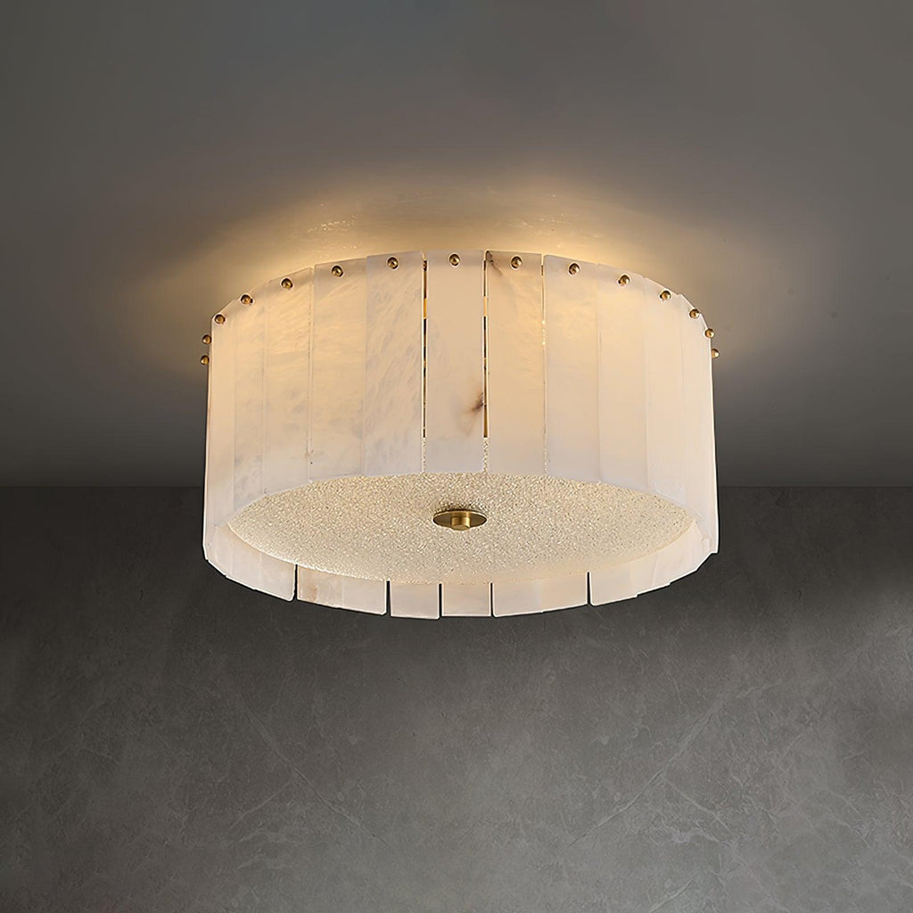 Plafonnier moderne Ensi en Albâtre Laiton et blanc