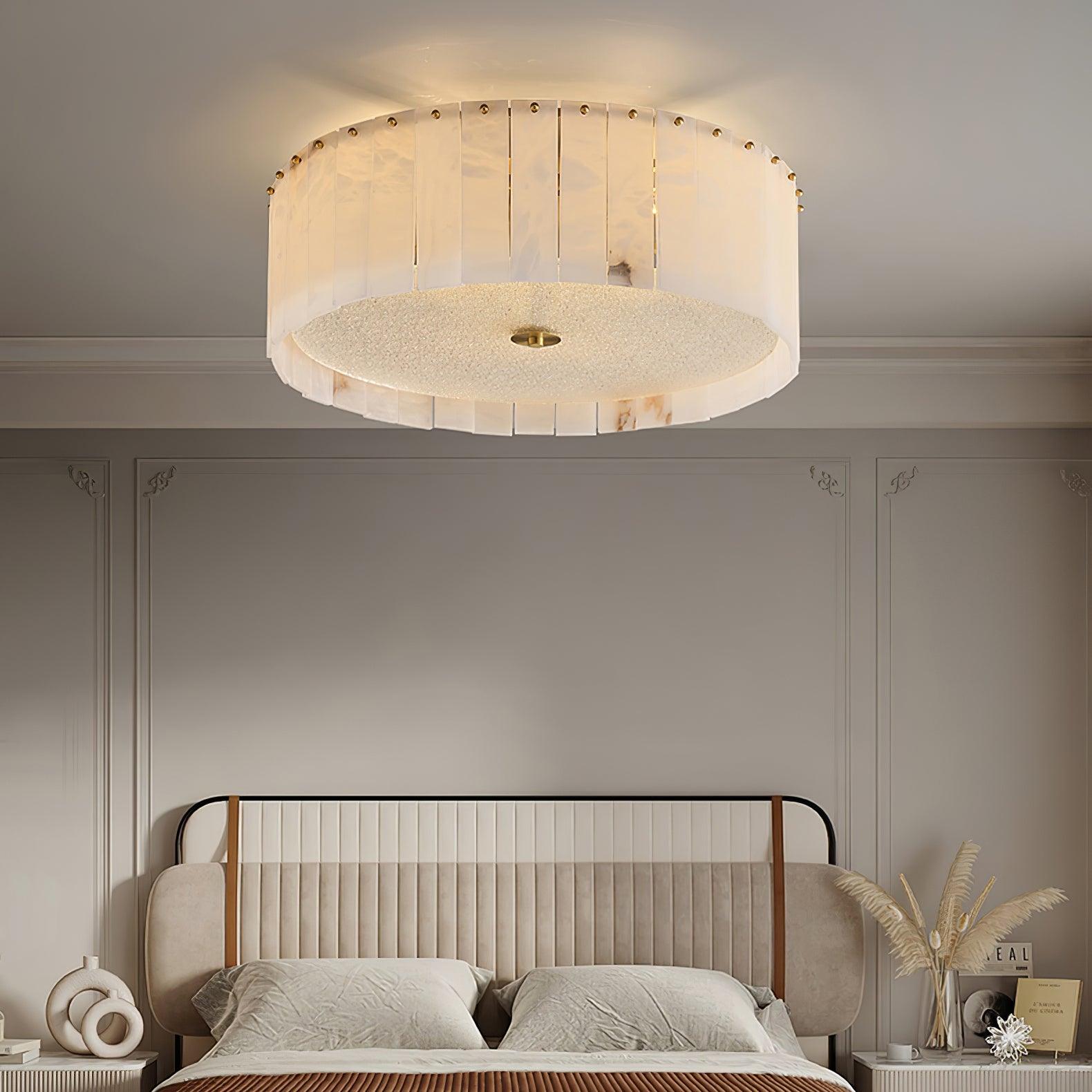 Plafonnier moderne Ensi en Albâtre Laiton et blanc