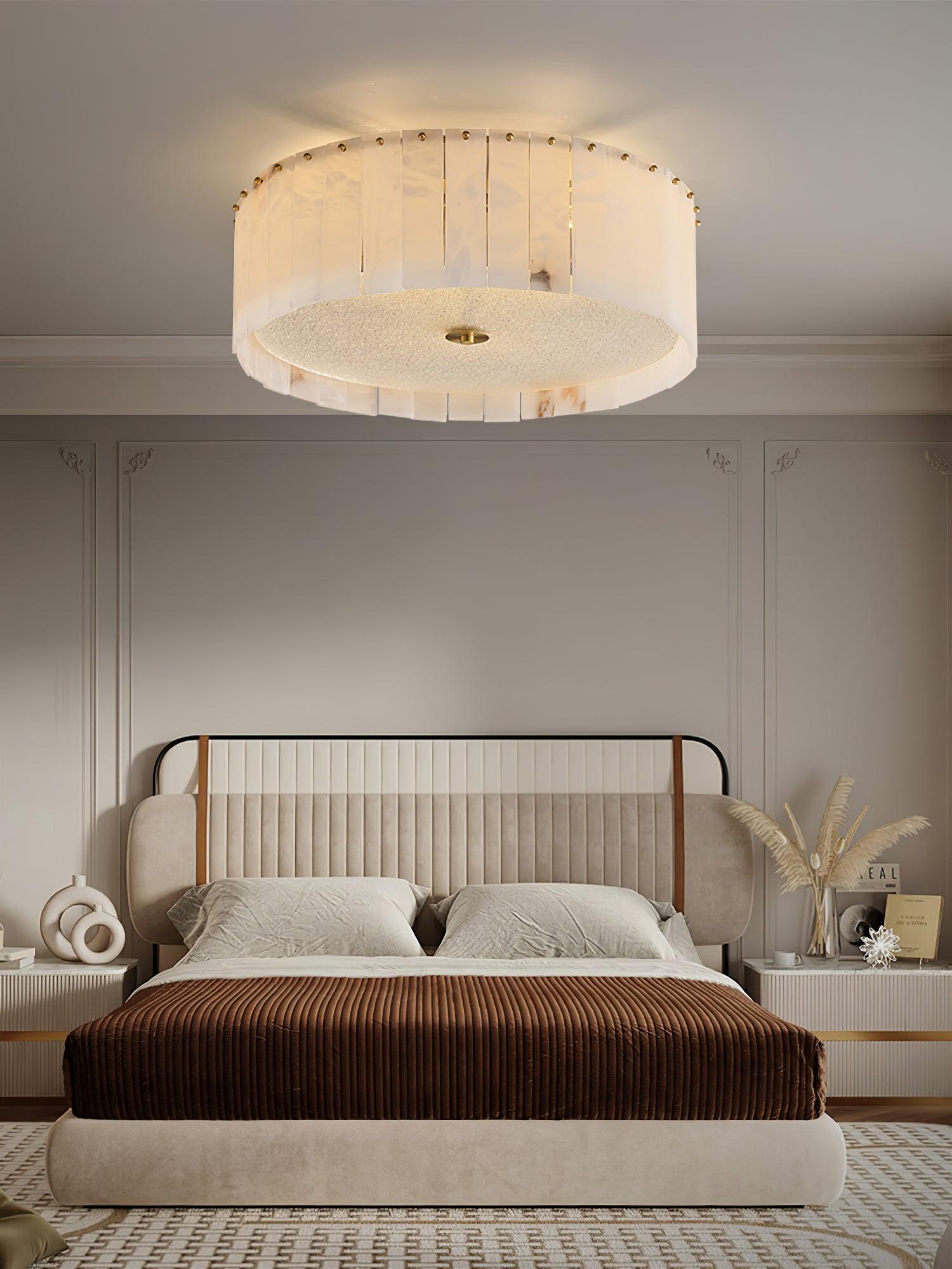 Plafonnier moderne Ensi en Albâtre Laiton et blanc