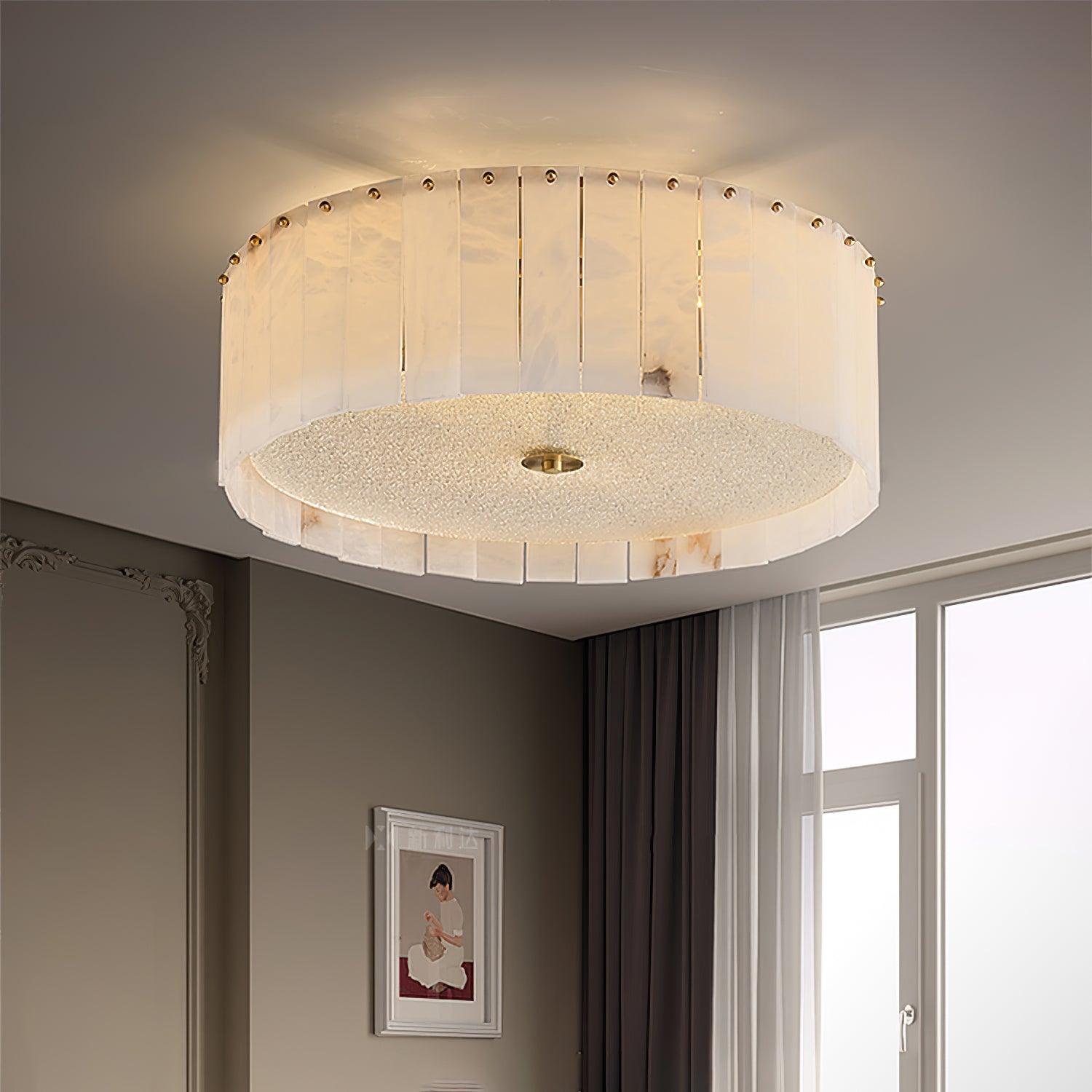 Plafonnier moderne Ensi en Albâtre Laiton et blanc