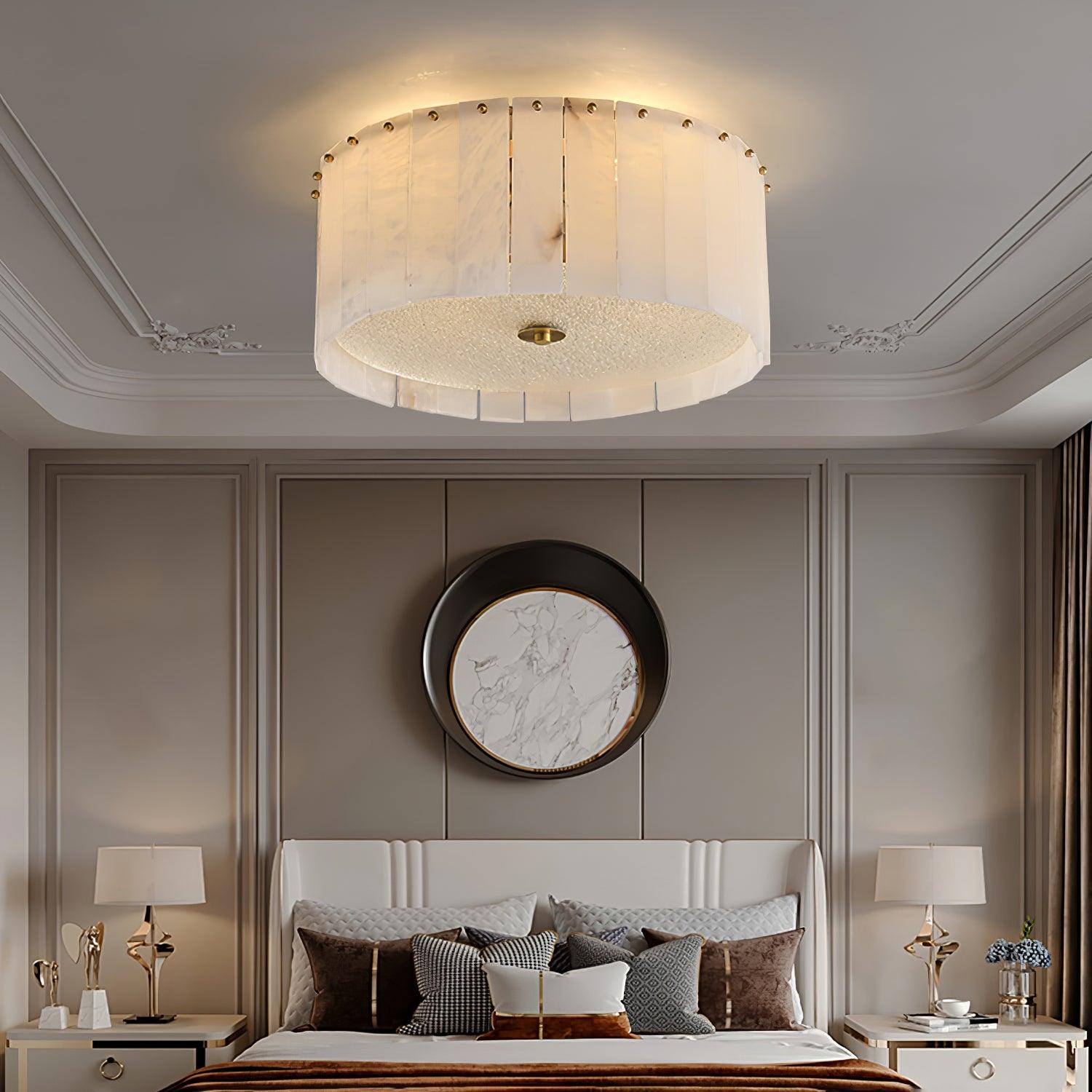 Plafonnier moderne Ensi en Albâtre Laiton et blanc