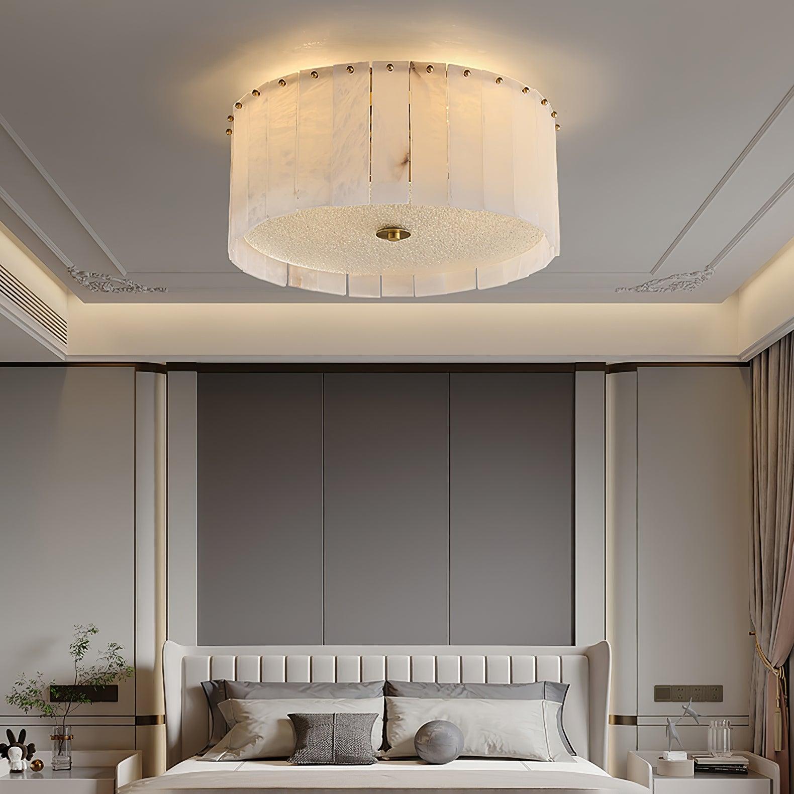 Plafonnier moderne Ensi en Albâtre Laiton et blanc