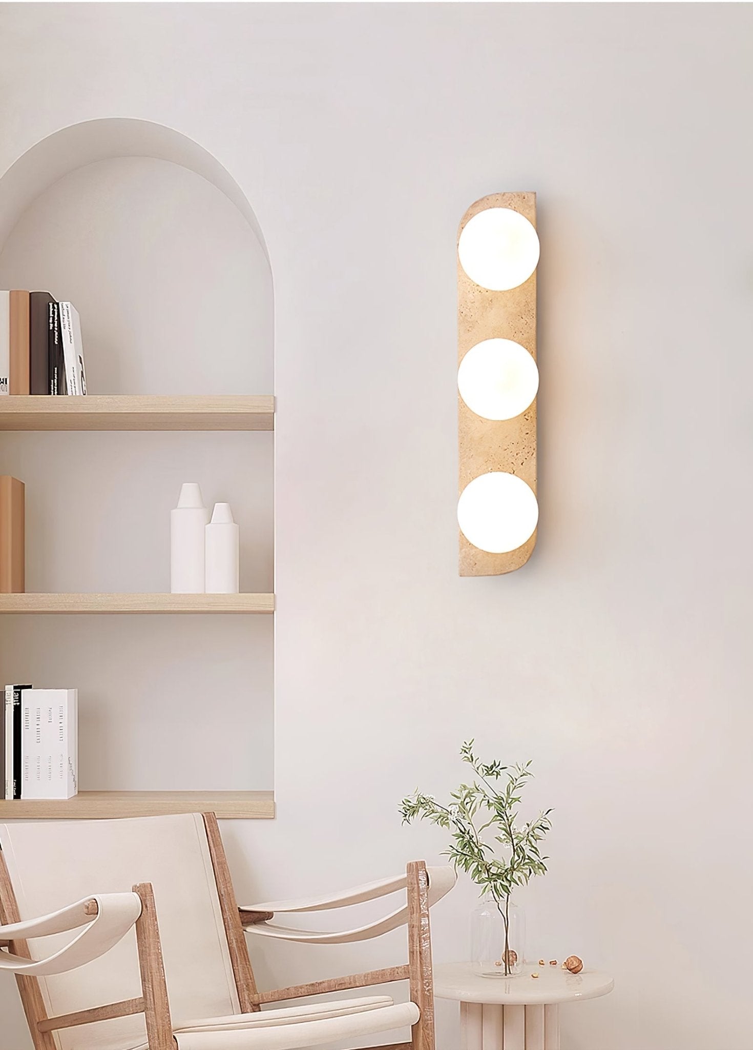 Applique murale moderne Teal en Travertin jaune et blanc