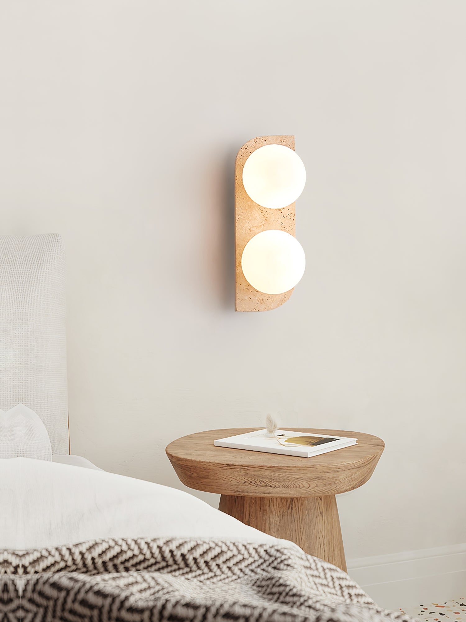 Applique murale moderne Teal en Travertin jaune et blanc