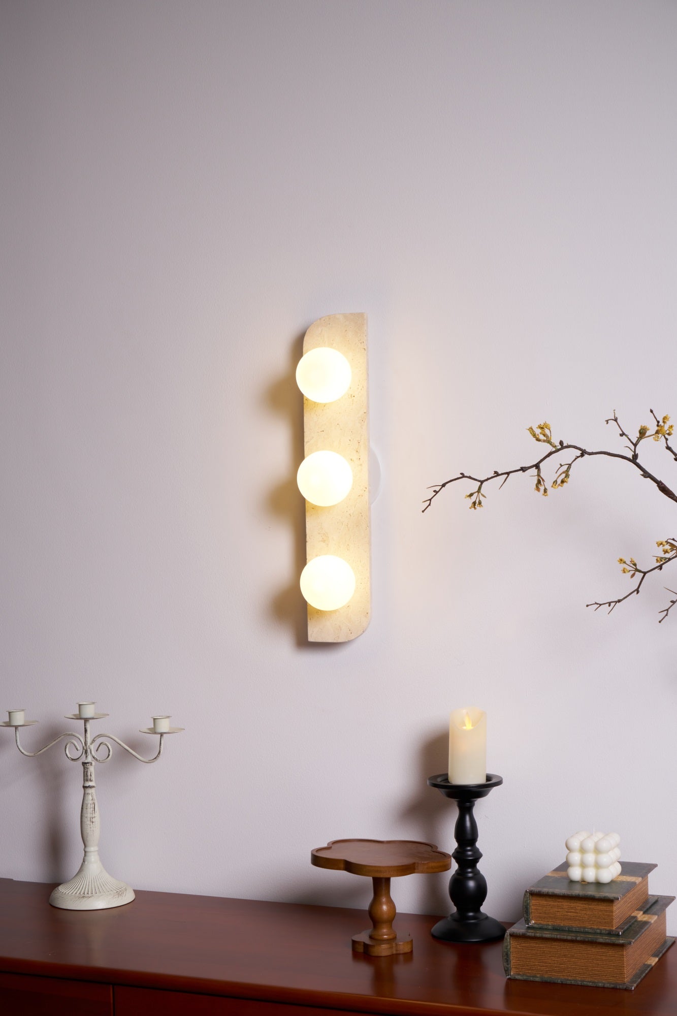 Applique murale moderne Teal en Travertin jaune et blanc