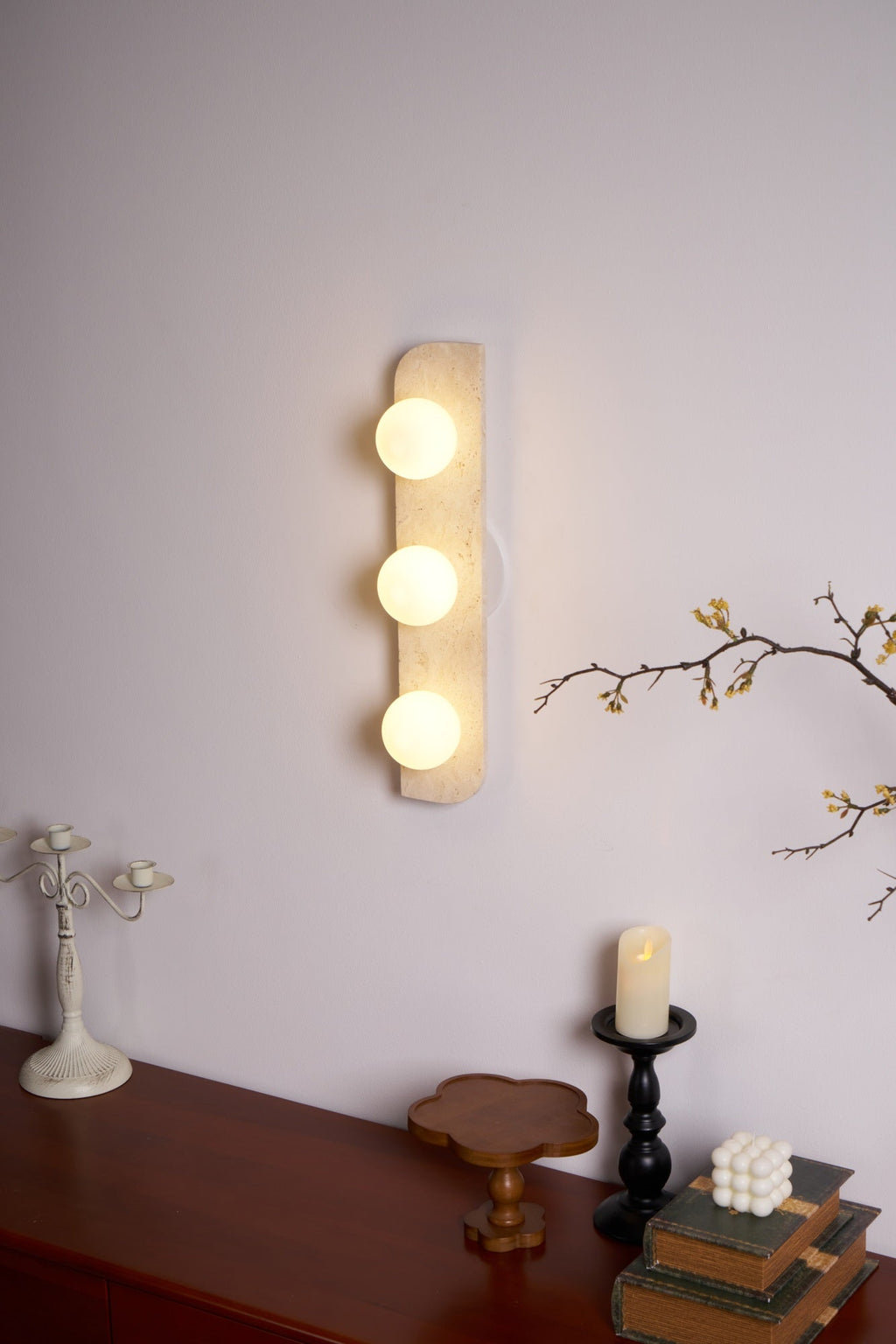 Applique murale moderne Teal en Travertin jaune et blanc