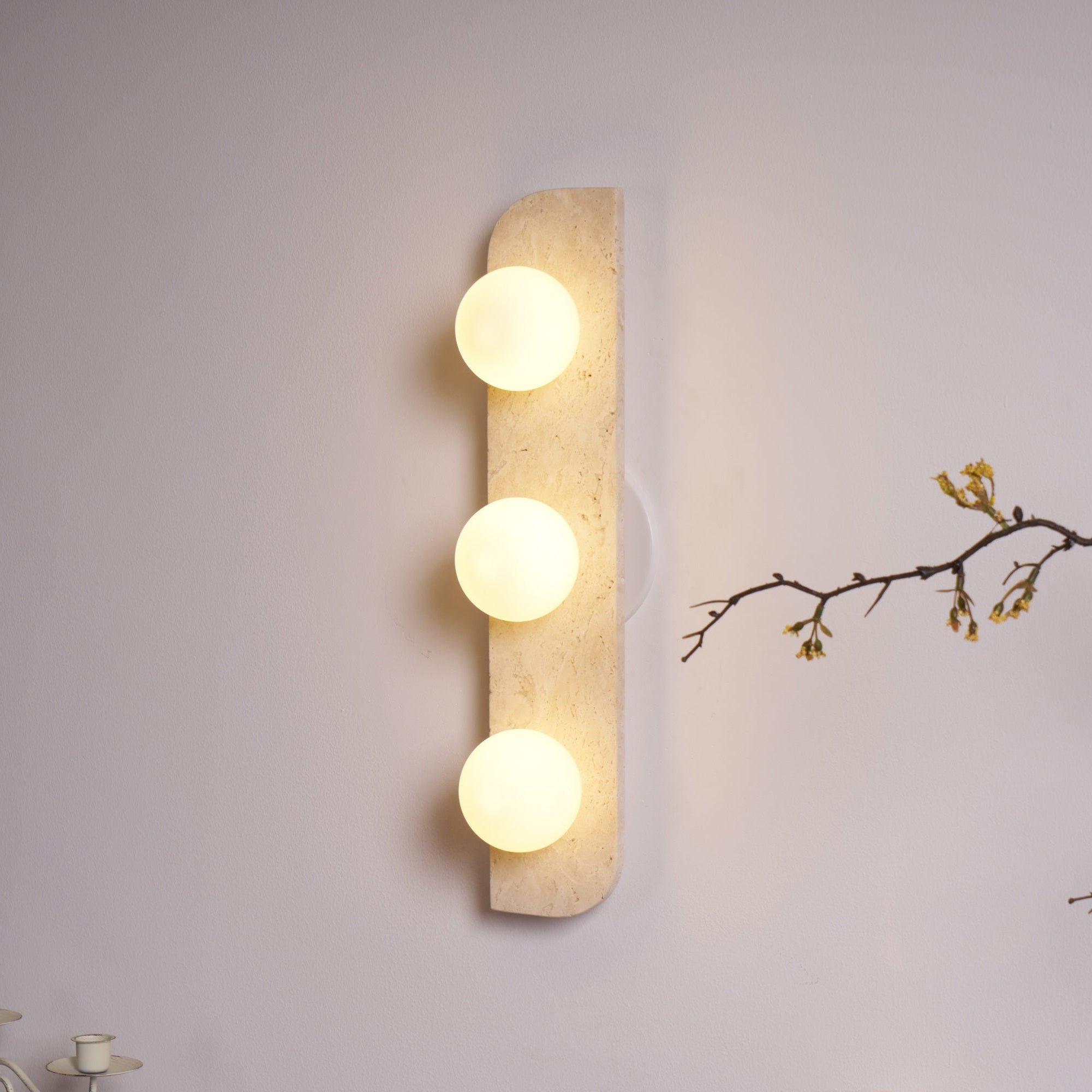 Applique murale moderne Teal en Travertin jaune et blanc