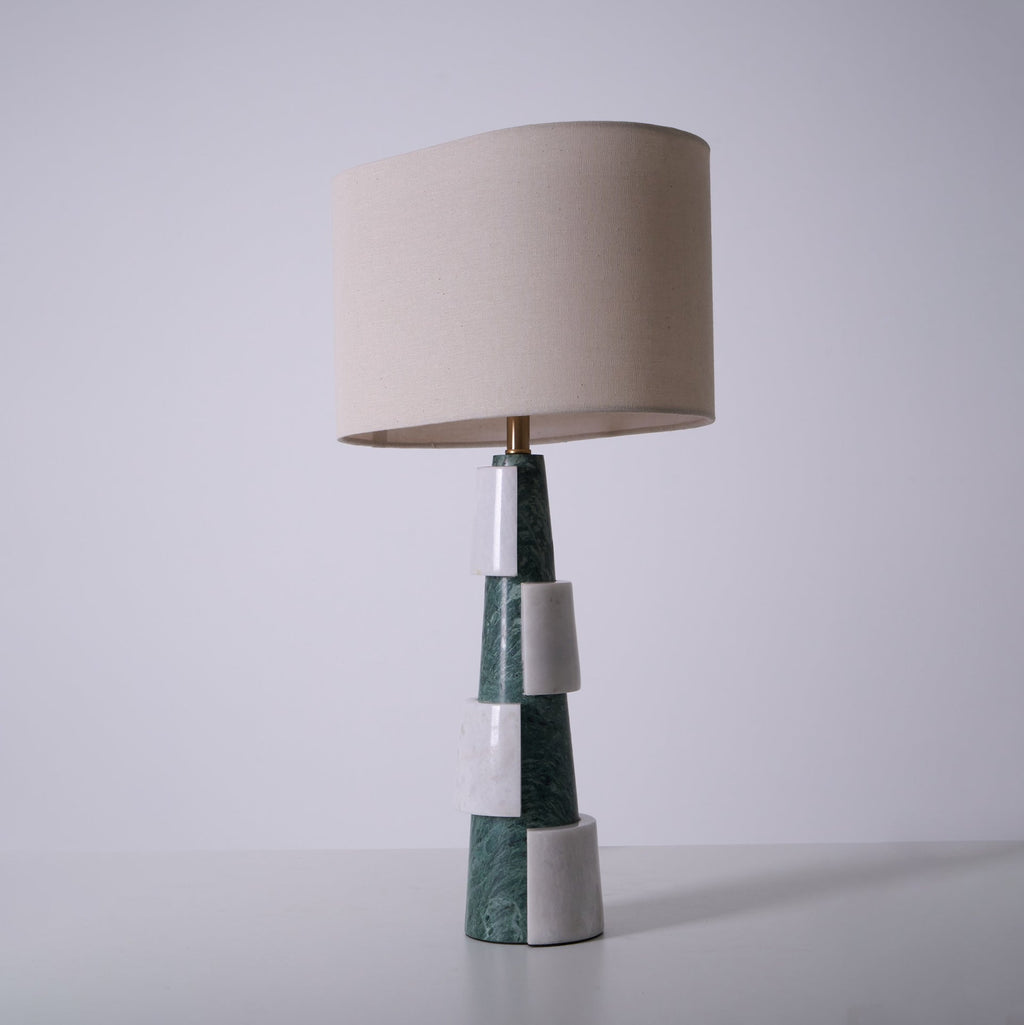 Lampe à poser moderne Dadi en Marbre Vert et blanc