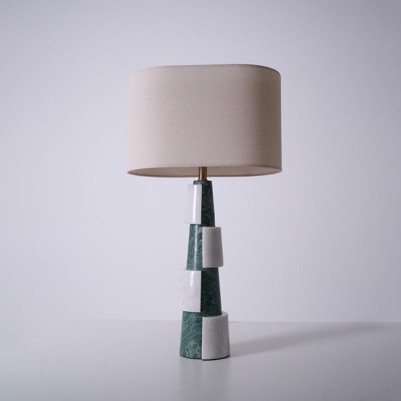 Lampe à poser moderne Dadi en Marbre Vert et blanc