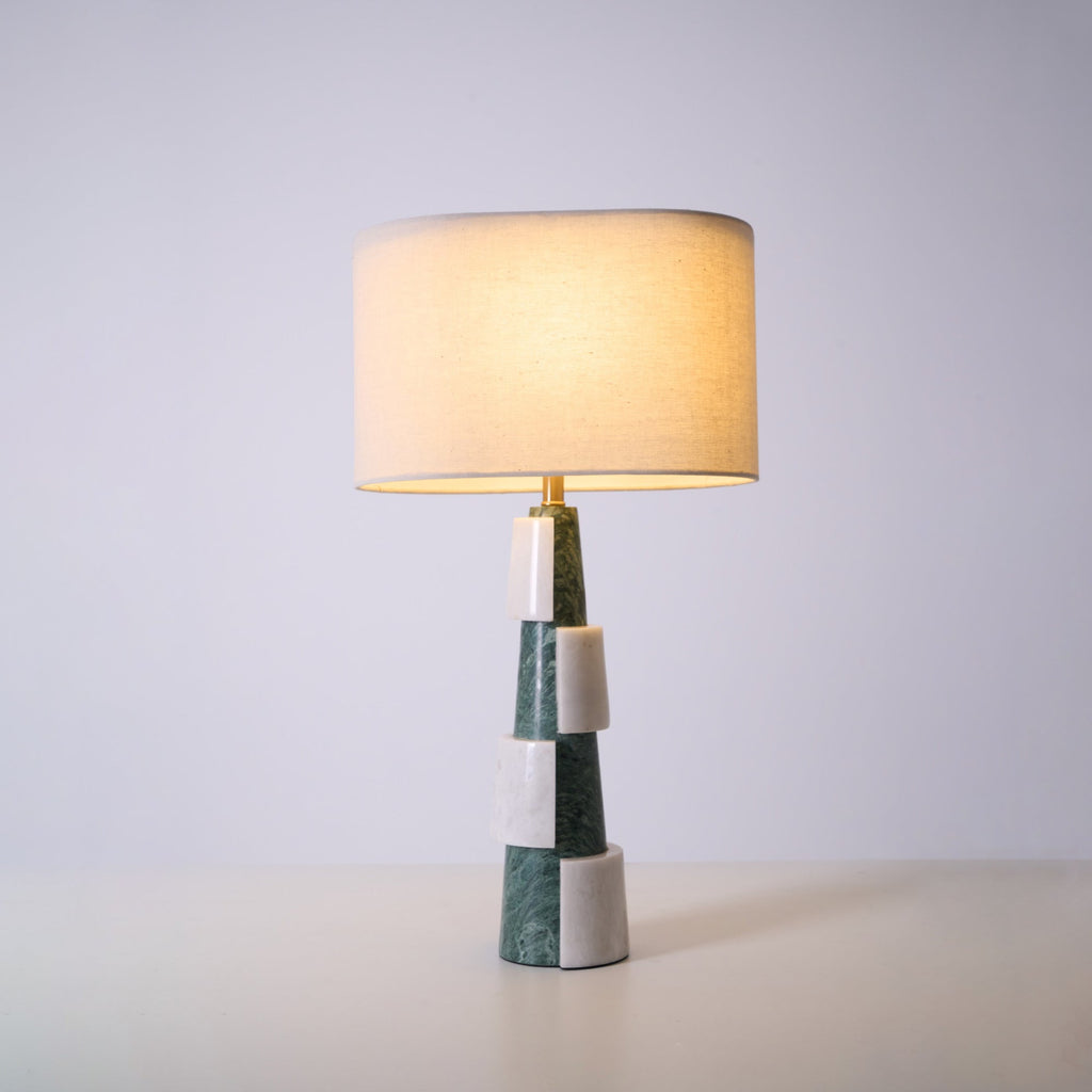 Lampe à poser moderne Dadi en Marbre Vert et blanc