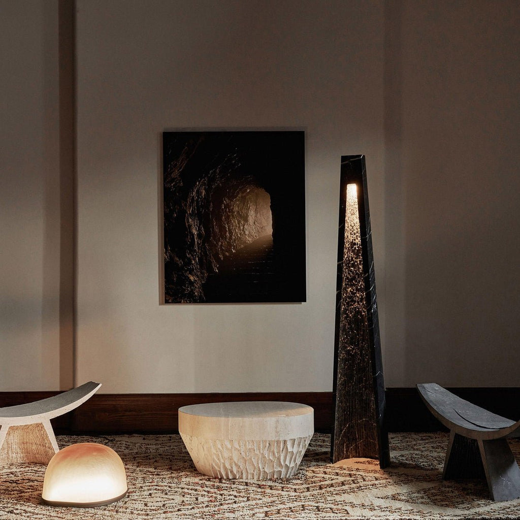 Lampadaire moderne Akseli en Noir marbre