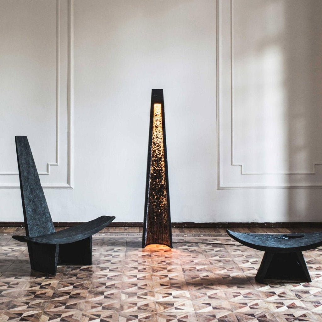 Lampadaire moderne Akseli en Noir marbre