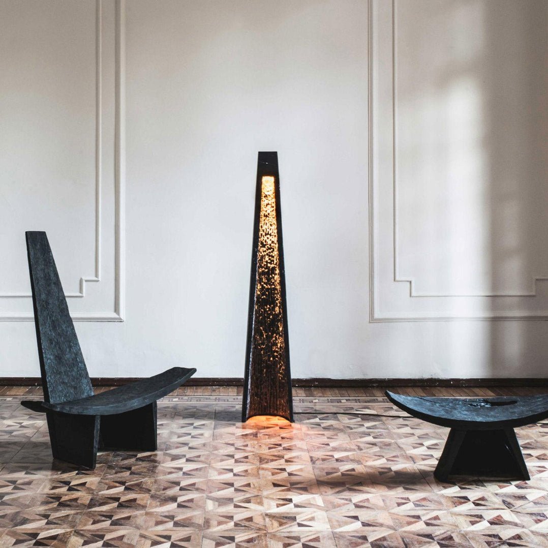 Lampadaire moderne Akseli en Noir marbre