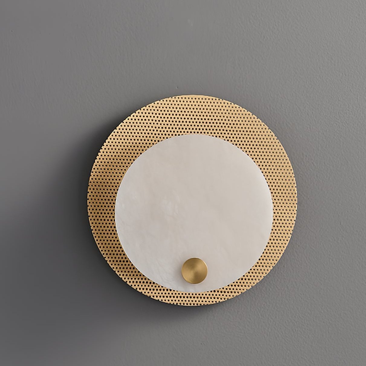 Applique murale moderne Eiulf en Albâtre Laiton et blanc