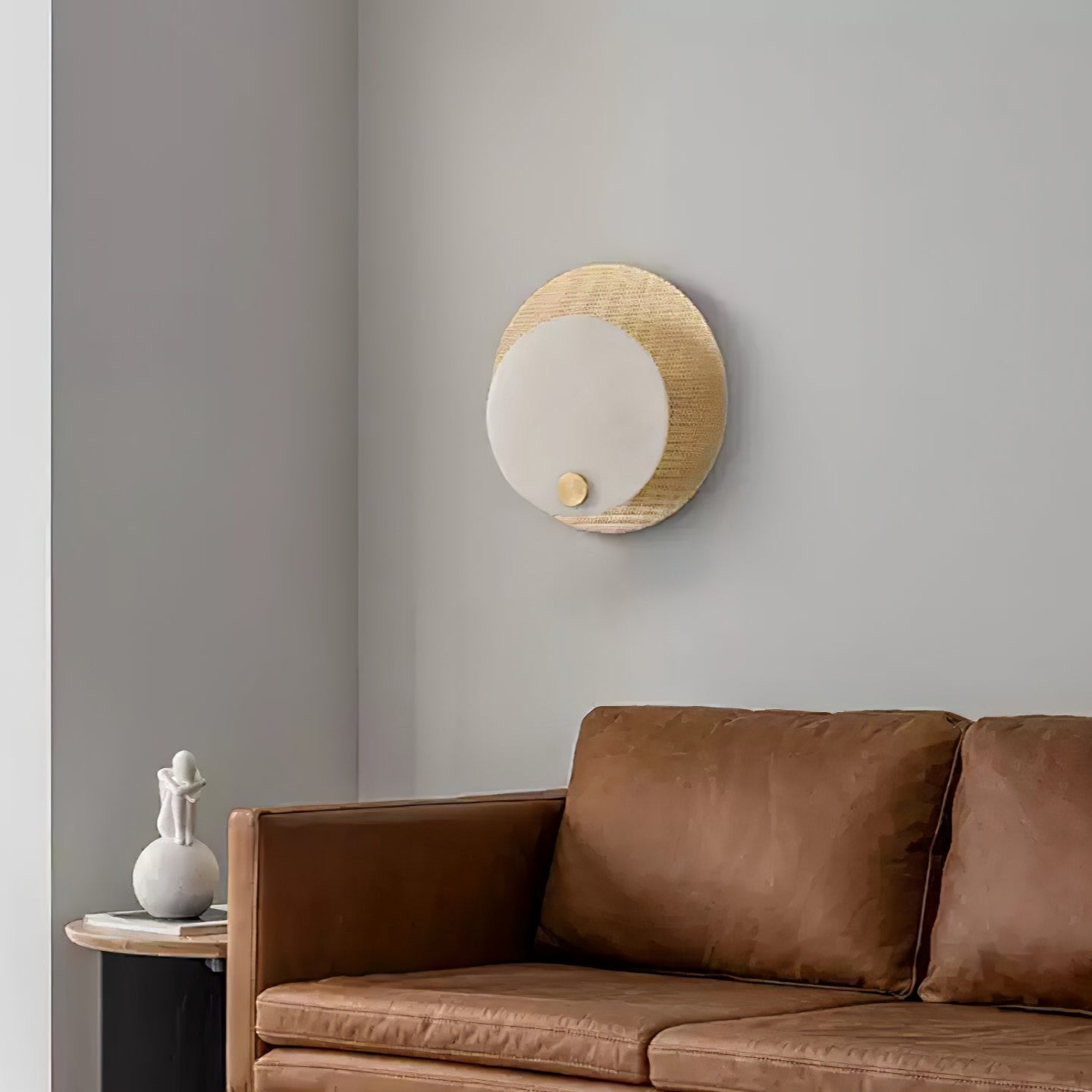 Applique murale moderne Eiulf en Albâtre Laiton et blanc