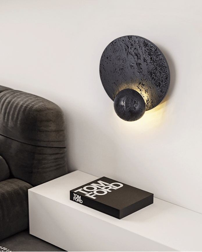 Applique murale moderne Arvid en Noir travertin