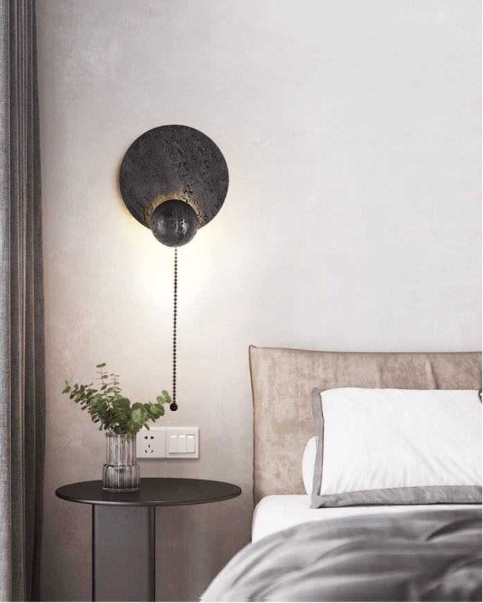 Applique murale moderne Arvid en Noir travertin