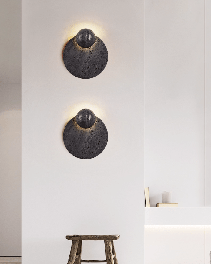 Applique murale moderne Arvid en Noir travertin