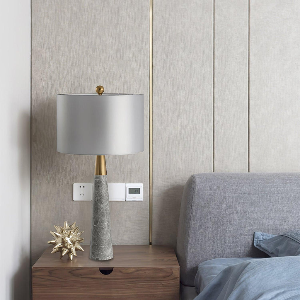 Lampe à poser moderne Buckley en Métal, Marbre Doré et gris